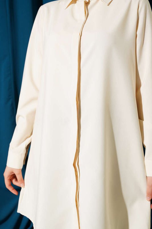 Hidden Button Classic Shirt Cream