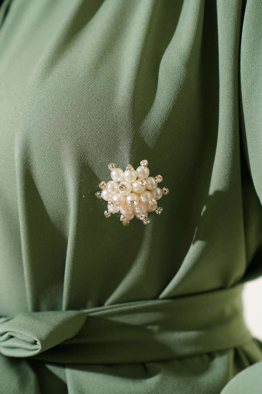 Hidden Button Belted Double Breasted Suit, Almond Green