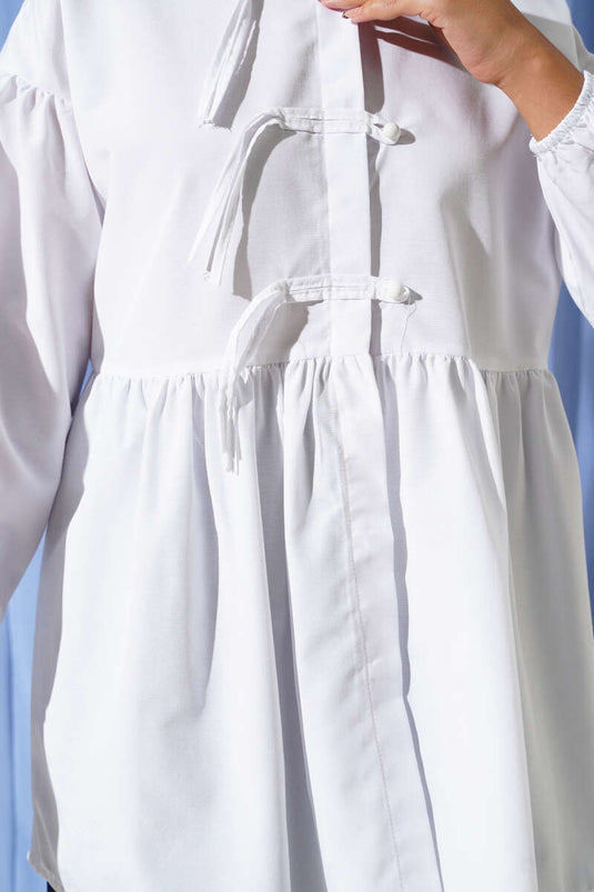 White Shirt with Concealed Button and Ball Buttons