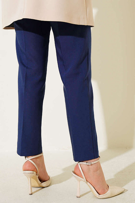 Pantalon slim à fermeture éclair cachée bleu marine