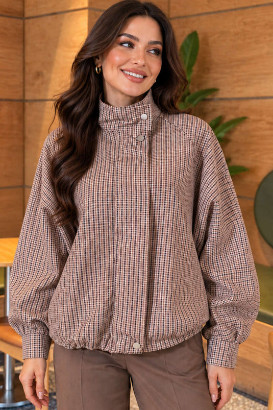 Veste Oversize Beige À Fermeture Éclair