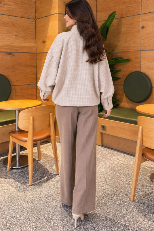 Oversized Jacke Mit Verstecktem Reißverschluss In Steingrau