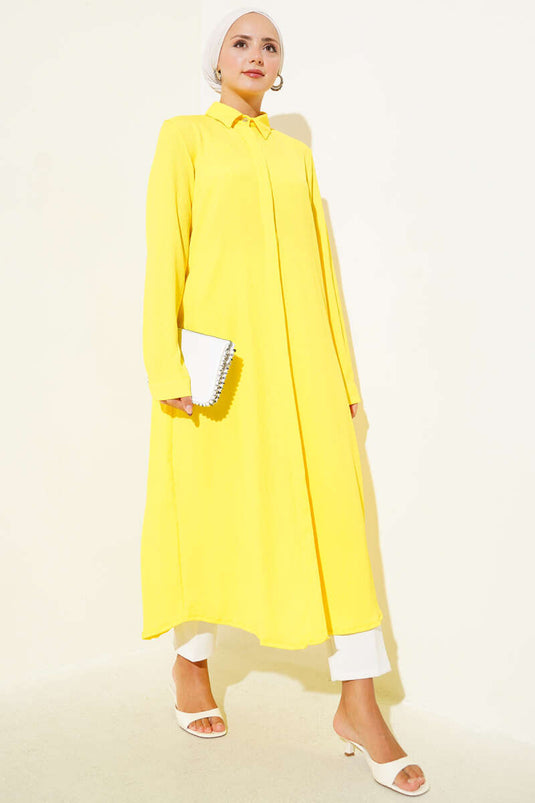 قميص أصفر طويل مخفي
