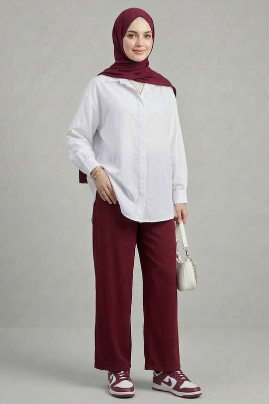 Camicia in tessuto modal Gizli Patlı color ecru