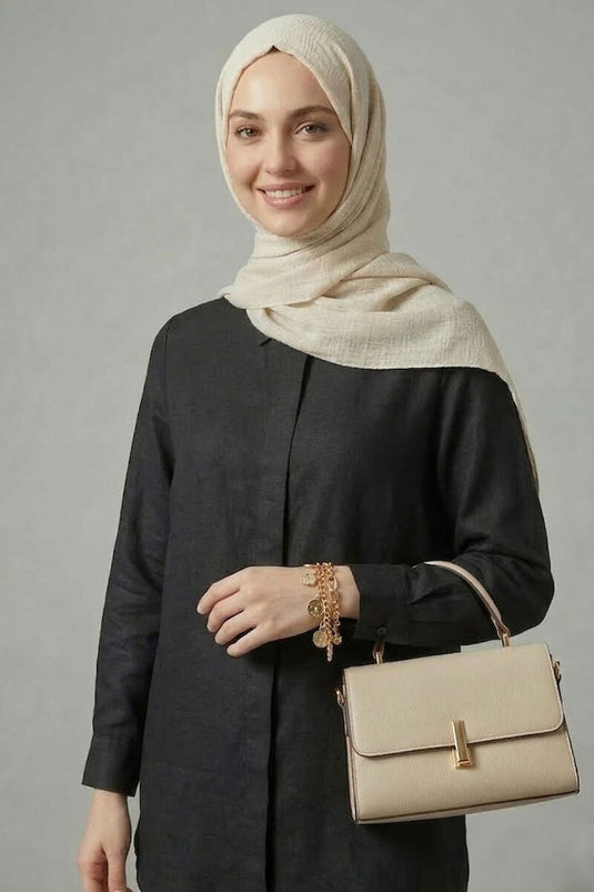 Chemise en tissu modal à boutons cachés noir