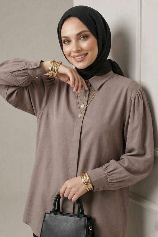 Hidden Pleat Modal Fabric Shirt Mink