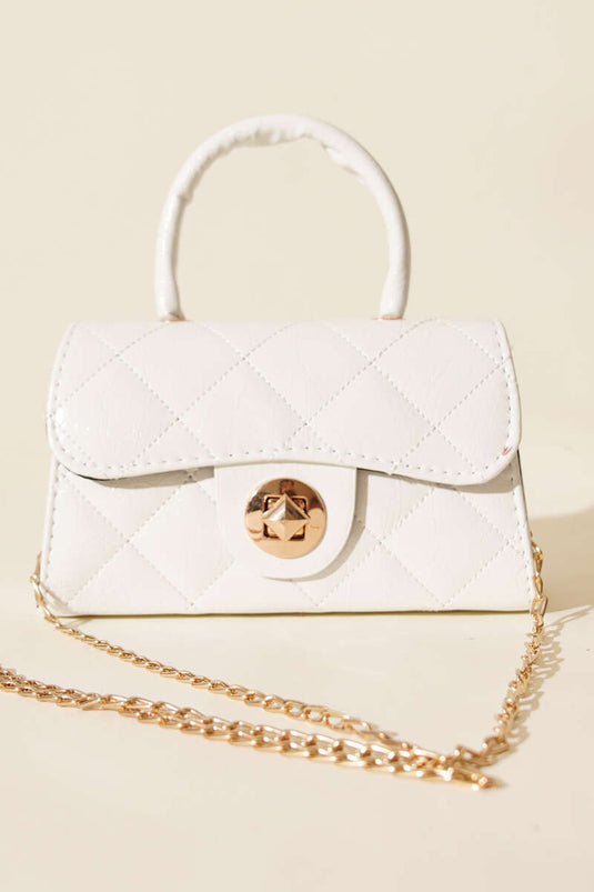 Borsa a catena mini lucida bianca