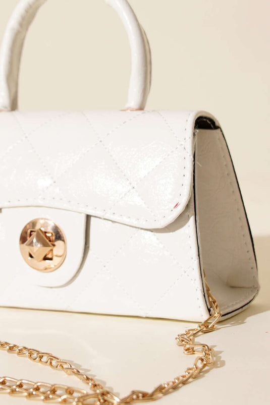 Borsa a catena mini lucida bianca