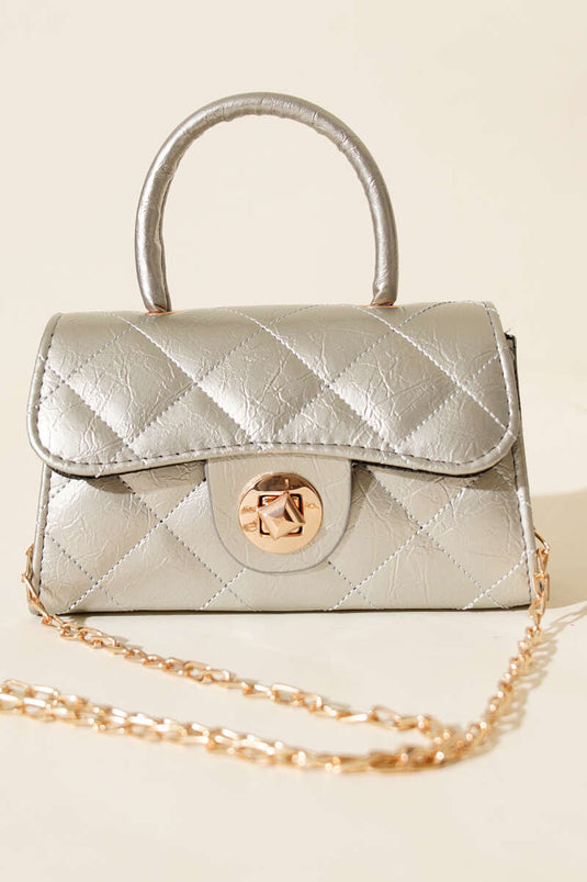 Borsa a catena mini lucida argento