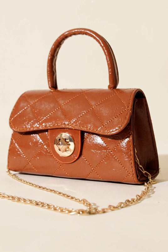 Gloss Mini Zincirli Çanta Taba