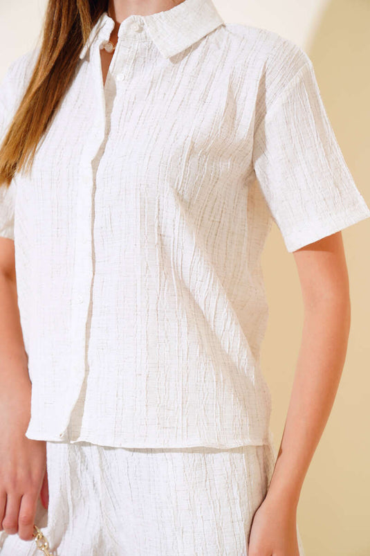 Seersucker Shorts Suit Beige