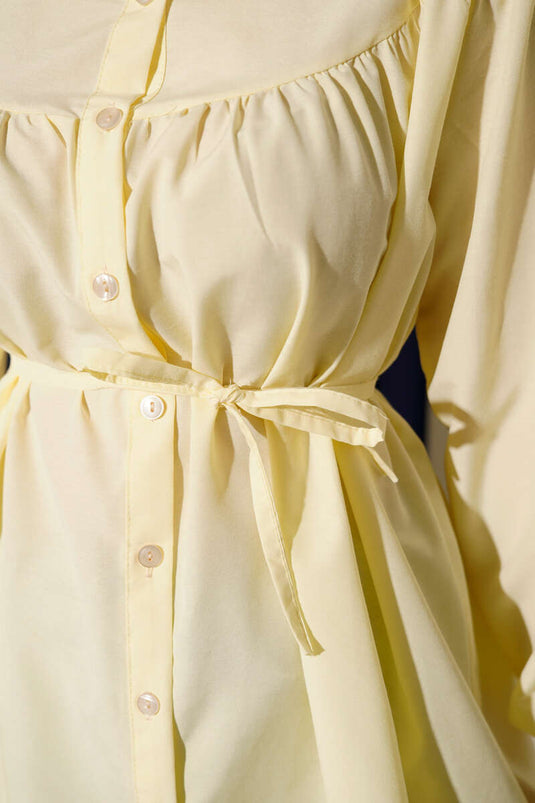 Chest Pleated Shirt Yellow
