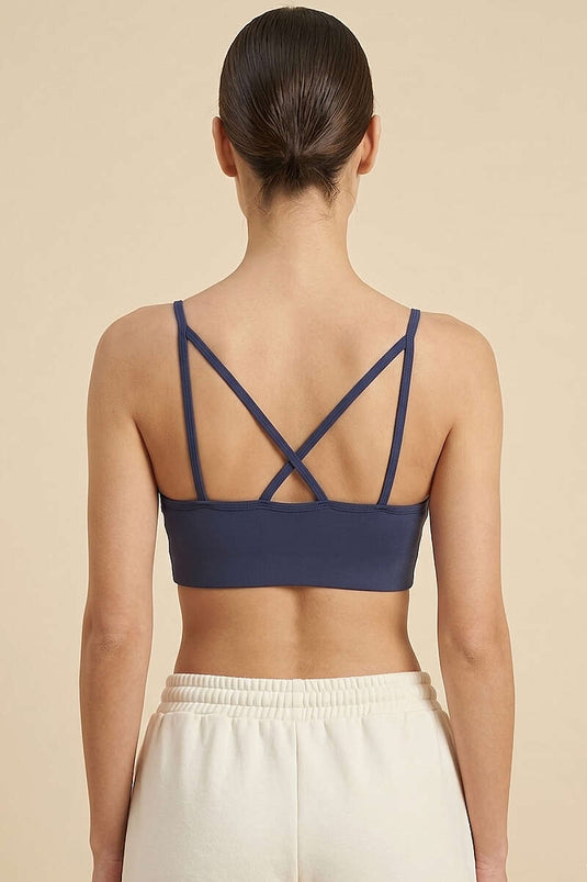 Bustier à bretelles fines avec décolleté poitrine, bleu marine