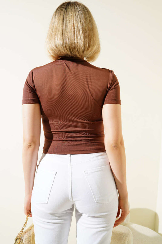 Crop Brown with Metal Chest Accessory
