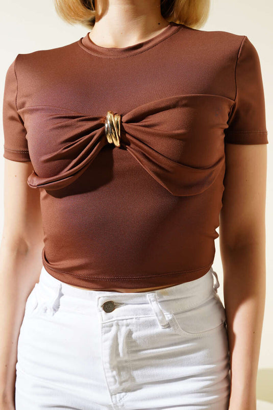 Crop Brown with Metal Chest Accessory