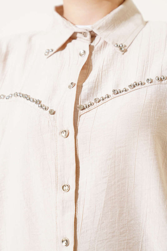 Chest Stone Lined Shirt Beige