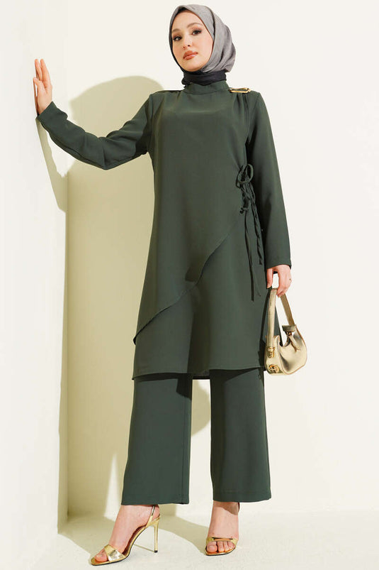 Goldene Kordel mit Accessoires, zweiteiliges Set, Smaragd
