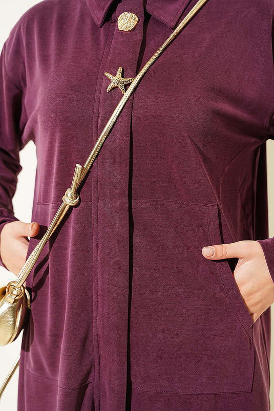 Gold Accessories Tencel Two-Piece Set In Plum