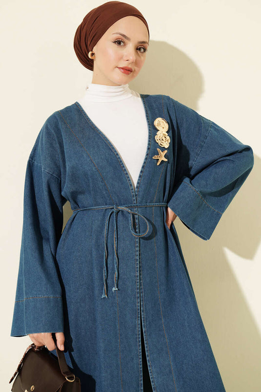 Cappotto Blu A V Con Accessori Dorati