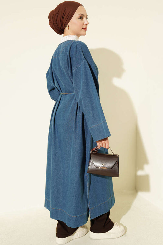 Cappotto Blu A V Con Accessori Dorati