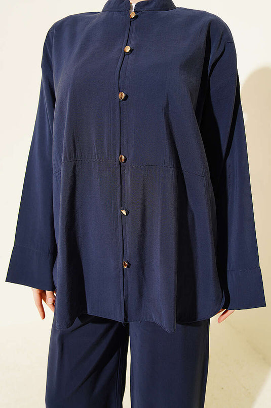 Ensemble double en modal Gold Brit à boutons bleu marine