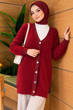 Gilet Angora À Boutons Or Bordo