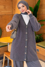 Gilet En Angora À Boutons Or, Couleur Fumée