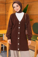 Gilet En Angora Doré À Boutons Marron