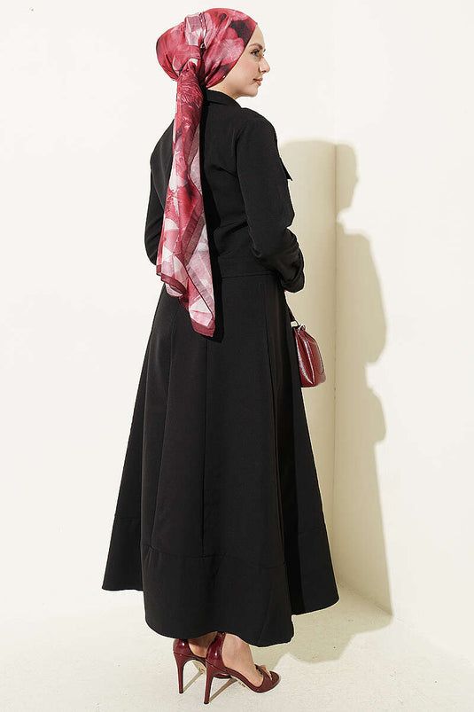 Completo con Gilet e Giacca con Bottoni Dorati Nero