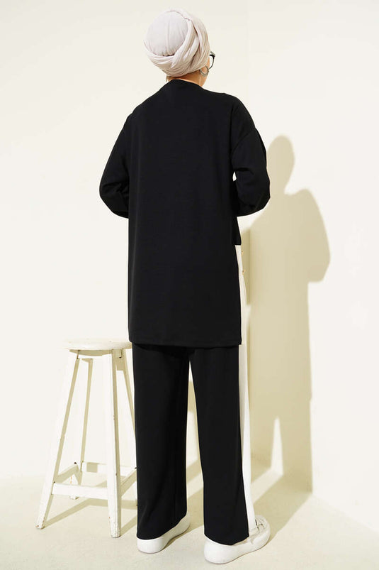 Costume deux pièces Loysha noir garni de boutons dorés