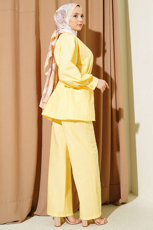 Gold Button Parachute Two-Piece Set Yellow