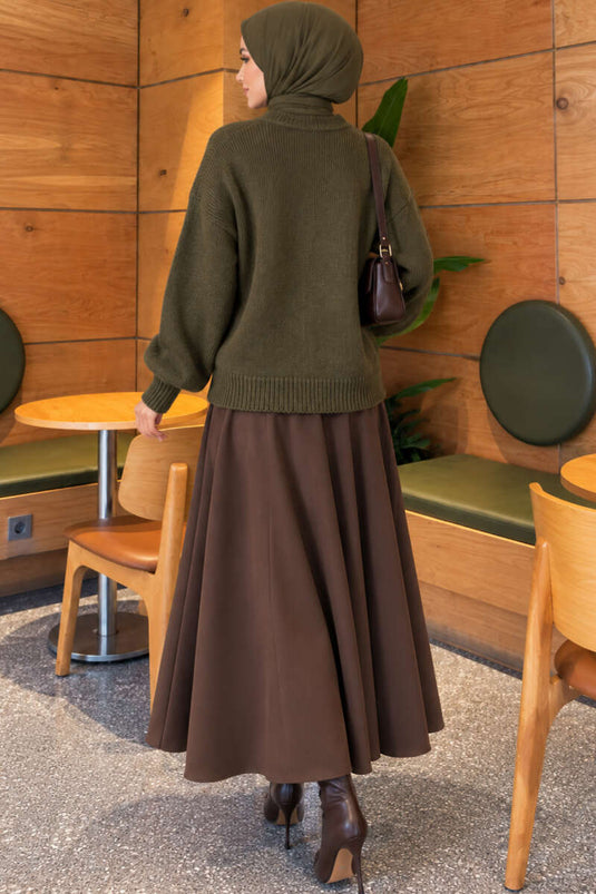 Gilet En Maille Côtelée À Boutons Dorés Kaki