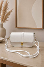 Sac À Main Blanc Femmes Détails De Verrouillage Or