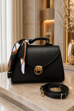 Sac Main & Épaule Détails Foulard Or