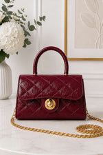 Sac À Main Pour Femmes Or Avec Fermeture Bordeau