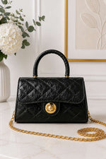Sac À Main Femmes Or Avec Fermeture Noire