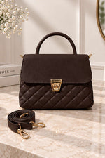 Sac À Main Femme Matelassé Or Avec Verrouillage Doré En Brun Chaud