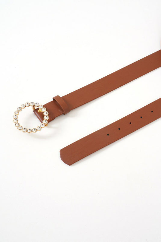 Ceinture marron clair avec boucle dorée brillante