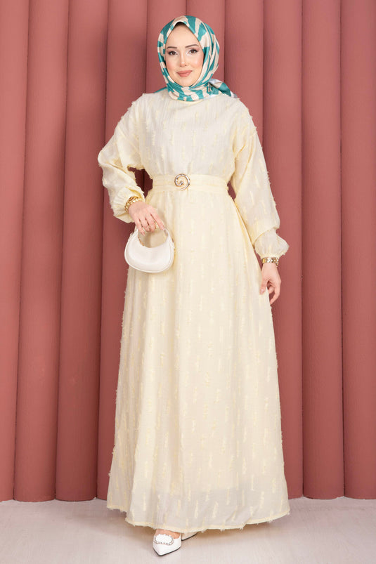 Goldene Toka Gürtel besticktes Kleid Gelb