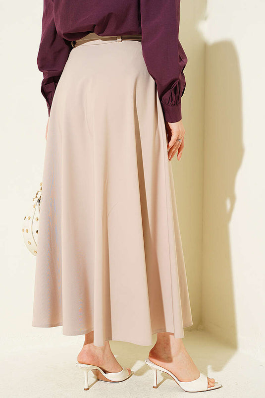 Jupe Longue Beige Avec Ceinture Toka Or