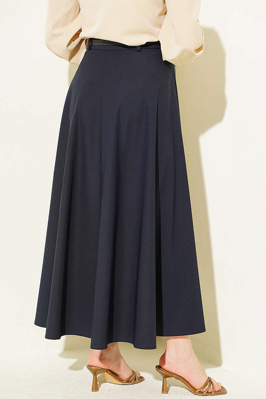 Jupe Mevlana Bleu Marine Avec Ceinture Toka Dorée