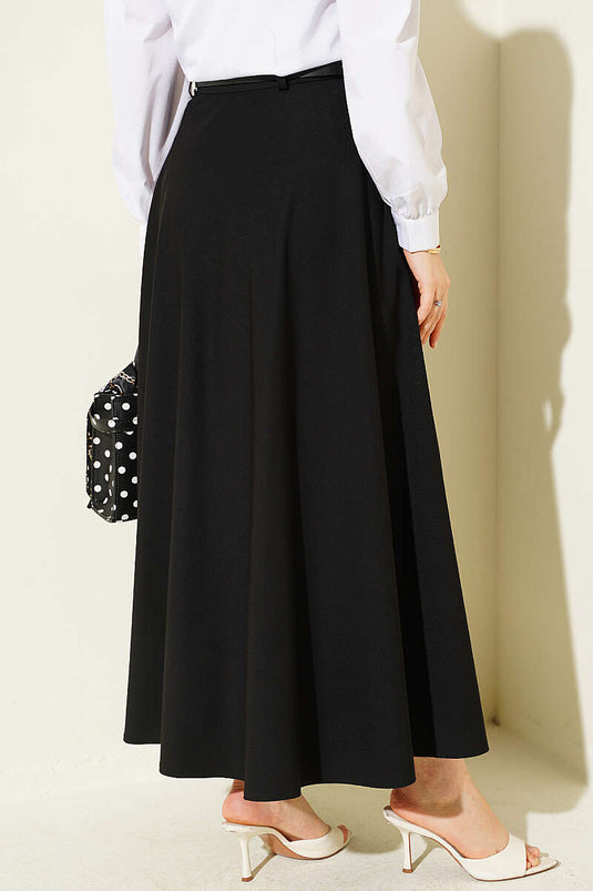 Jupe Mevlana Noire Avec Boucle Dorée Et Ceinture