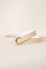 Ceinture À Boucle Dorée Beige