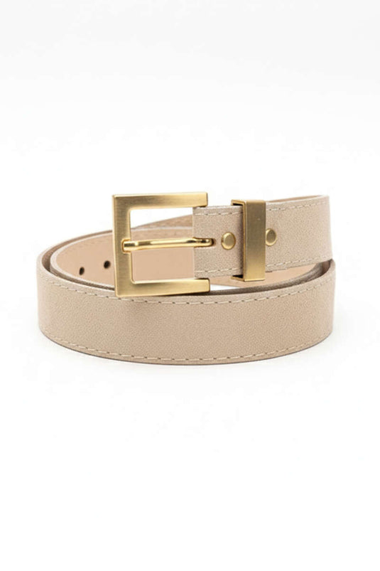 Gouden Gesp Klassieke Riem Beige Suède