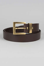 Ceinture Classique À Boucle Dorée Marron