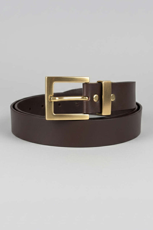 Gouden Gesp Klassieke Riem Bruin