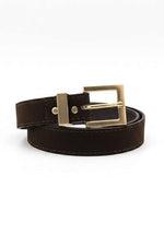 Ceinture classique à boucle dorée en daim marron