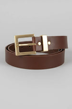 Ceinture classique à boucle dorée couleur fauve