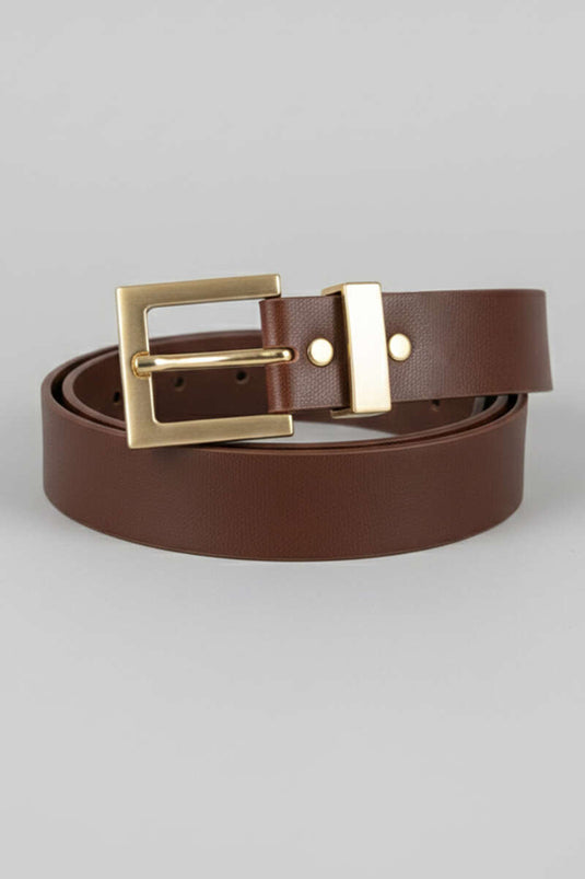 Gouden Gesp Klassieke Riem Tabak