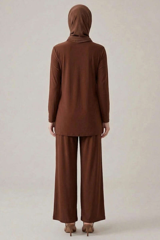 Ensemble double Sandy avec boucle dorée, couleur café